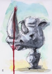 Rhino snif… 2020 | Aquarelle sur papier, 24 x 33 cm