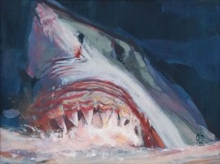 Requin blanc, 2019 | Acrylique sur papier, 38 x 31 cm